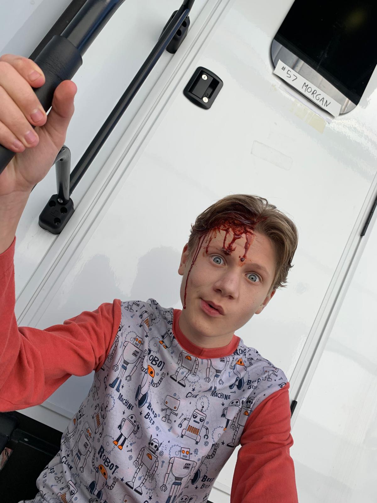 On set in special-effects makeup