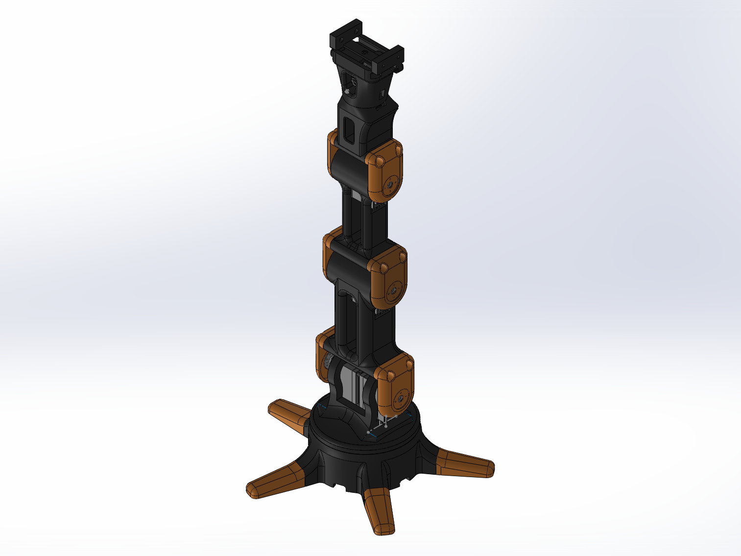 The full robotic arm assembly modelled in SolidWorks