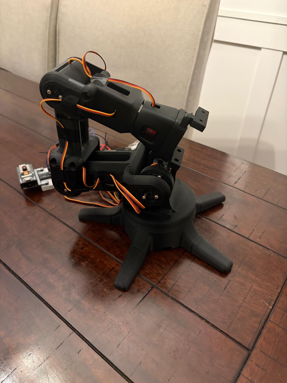 The assembled robotic arm with its camera module