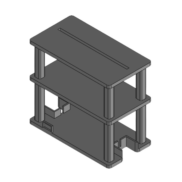 CAD model of the three-deck printed chassis